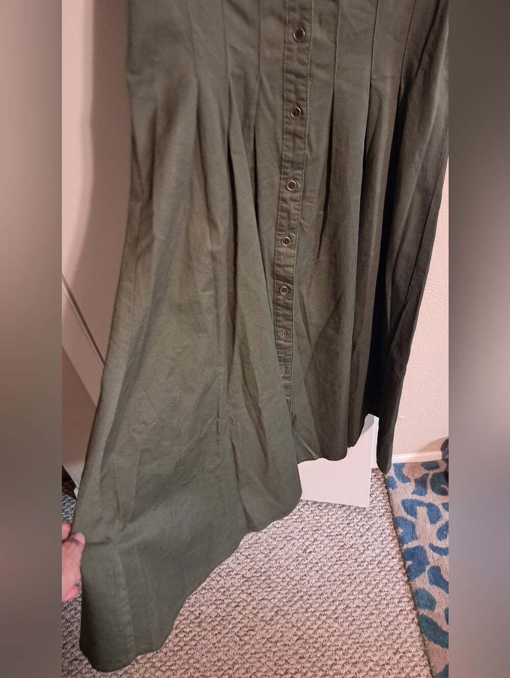 Tommy Hilfiger Olive Green Button Front Midi Dress Size 2 NWT- NO POCKETS! - Picture 5 of 6